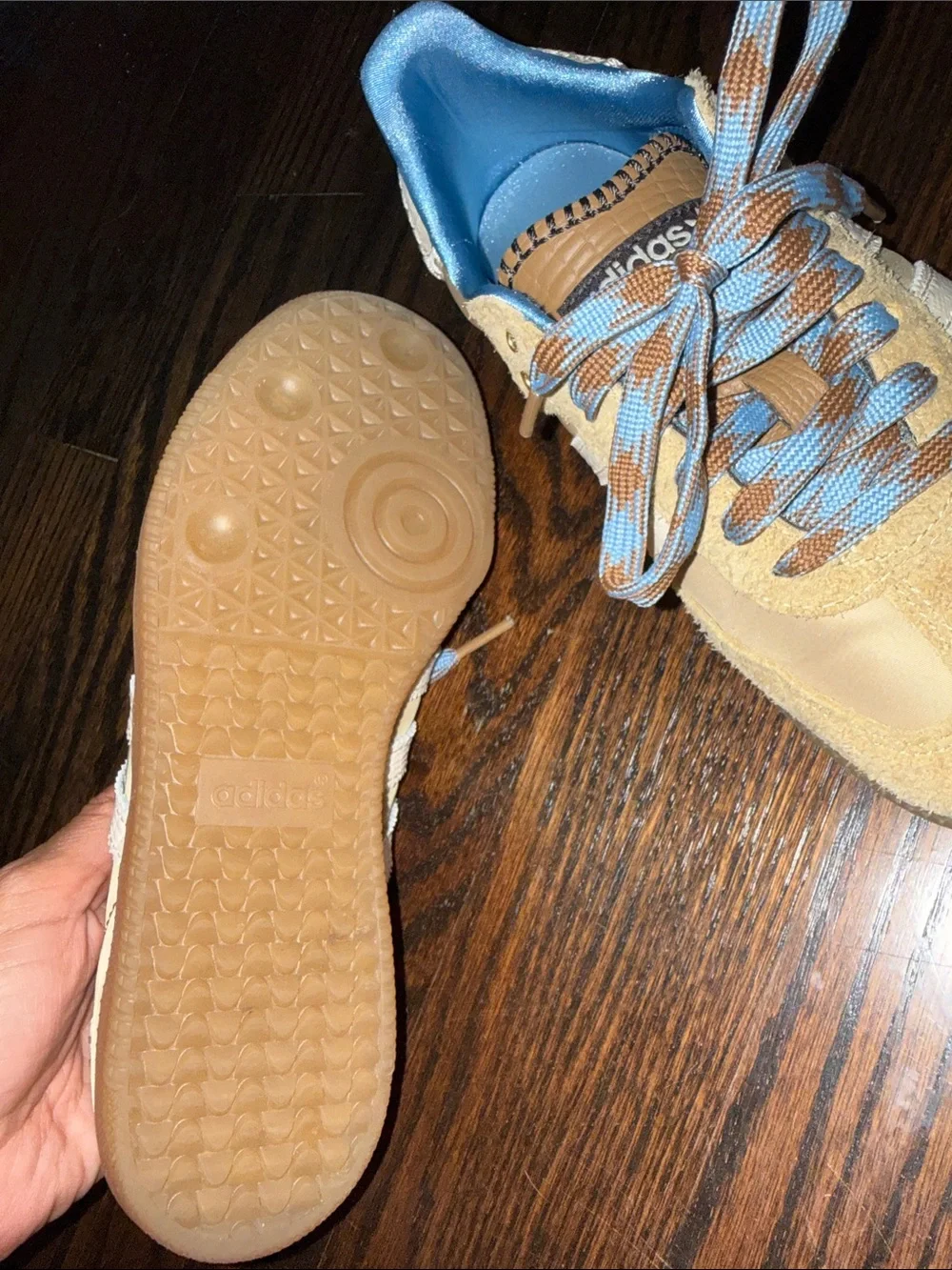 adidas wales bonner Suede Sneakers in Tan and Light Blue